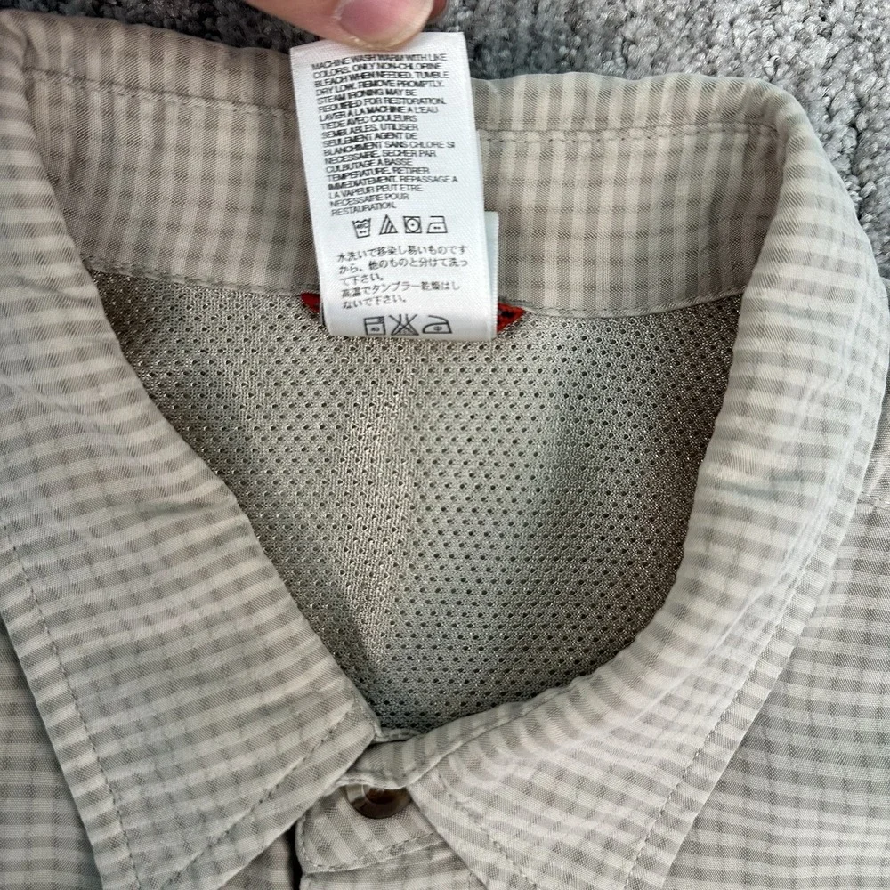 The North Face Mens Beige Plaid Short Sleeve Modal Blend Button Down Shirt XL‎